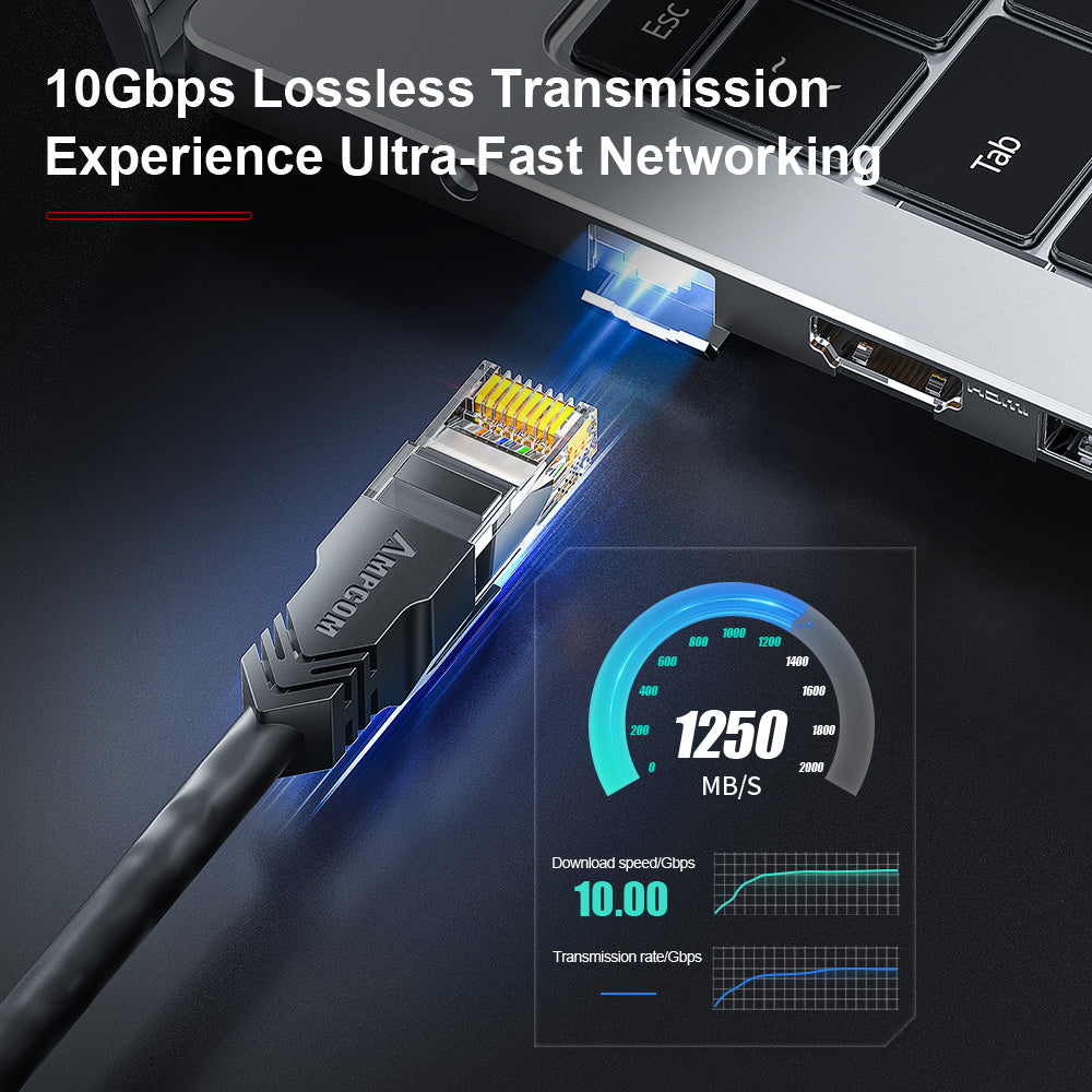 AMPCOM CAT6/CAT6a Unshielded (UTP) LSZH Network Patch Cable for Data Center Cabling or Surveillance System Wiring