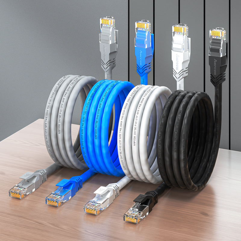 Cable de parche de red de PVC sin protección (UTP) AMPCOM CAT5e para hogar o centro de datos