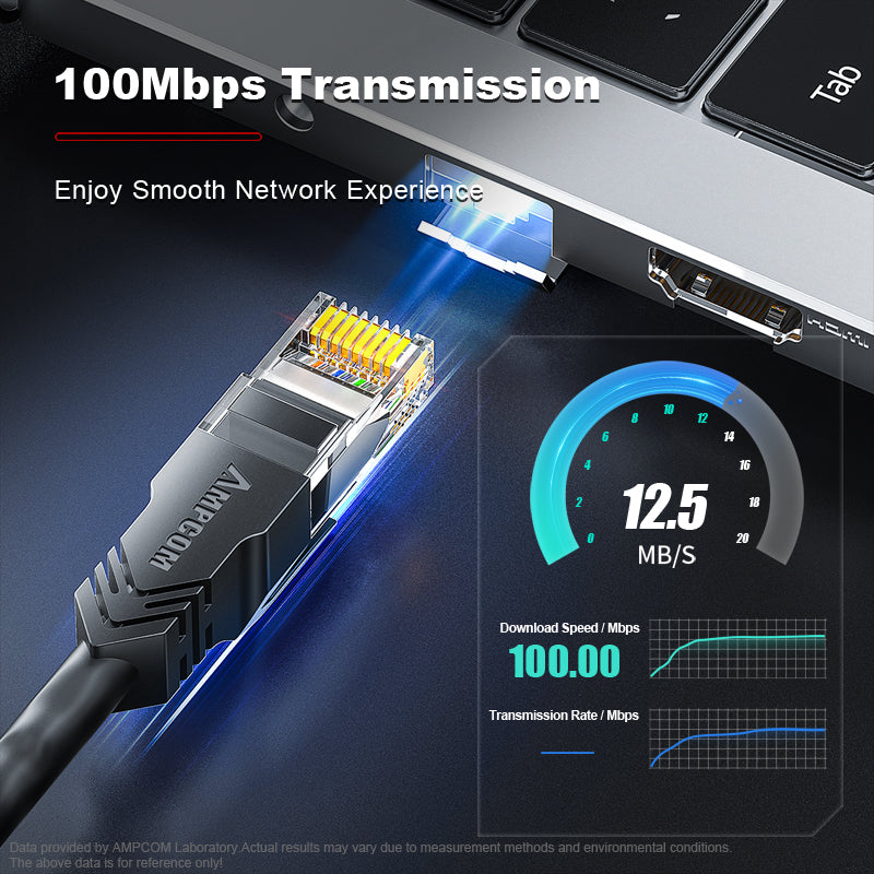 Cable de parche de red de PVC sin protección (UTP) AMPCOM CAT5e para hogar o centro de datos