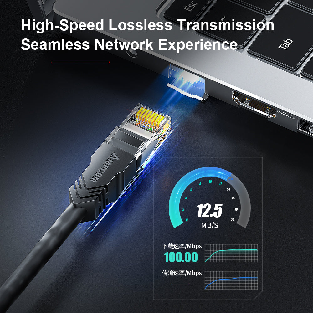 AMPCOM CAT5e/CAT6 Unshielded (UTP) PVC Network Patch Cable  for Desktop Computers Modem Router