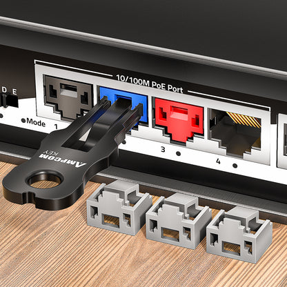 AMPCOM RJ45 Port Lock with Key, Ethernet Port Lock for All RJ45 Port, Multiple Color Options Available