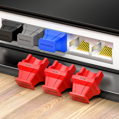 AMPCOM PVC Insulated RJ45 Dust Plugs for All RJ45 Port, Achieve Dust and Moisture-Resistant Isolation Protection, Multiple Color Options Available