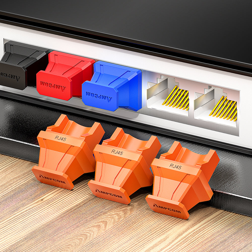 AMPCOM PVC Insulated RJ45 Dust Plugs for All RJ45 Port, Achieve Dust and Moisture-Resistant Isolation Protection, Multiple Color Options Available