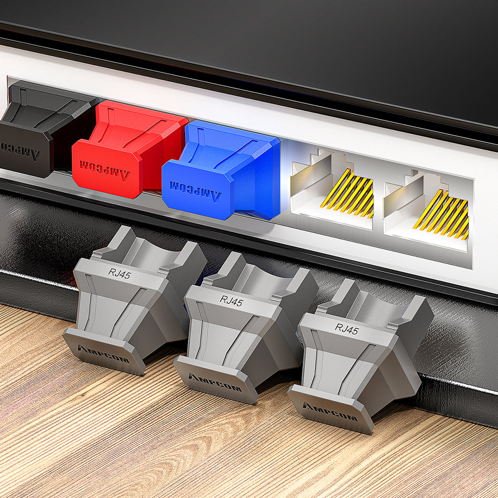 AMPCOM PVC Insulated RJ45 Dust Plugs for All RJ45 Port, Achieve Dust and Moisture-Resistant Isolation Protection, Multiple Color Options Available
