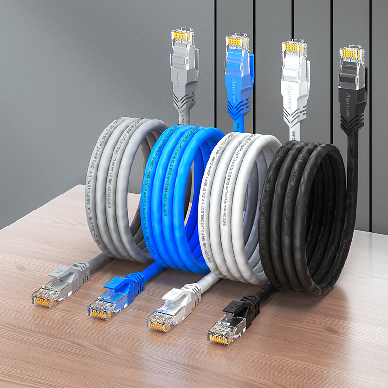 AMPCOM CAT5e/CAT6 Unshielded (UTP) PVC Network Patch Cable  for Desktop Computers Modem Router